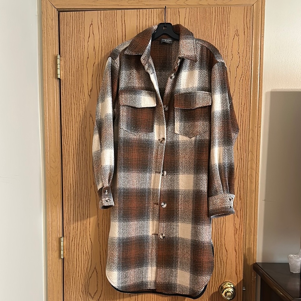Plaid Shacket - Brown and Cream